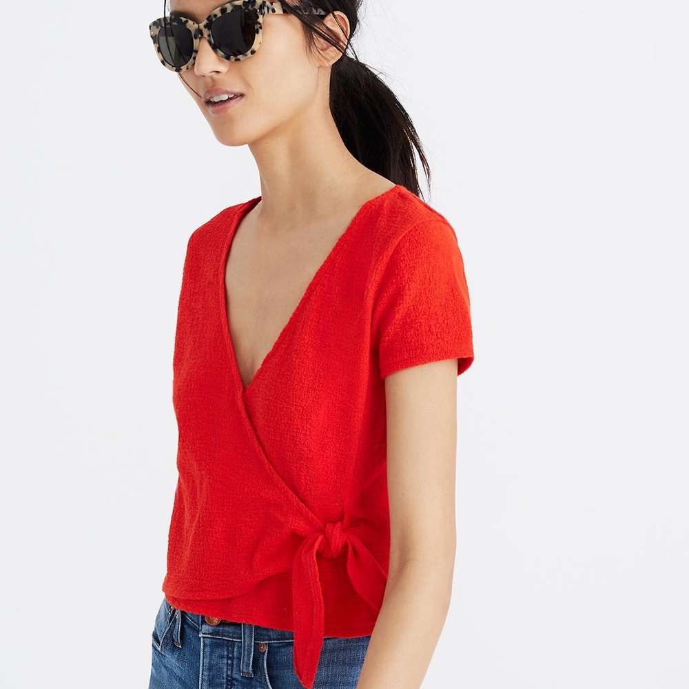 Madewell Texture & Thread Wrap-Tie Top